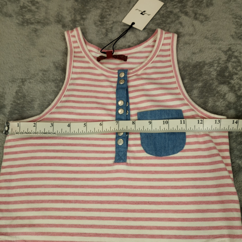 7 For All Mankind Women's Tank Top Shirt triped Pink and Blue Small NWT - Picture 12 of 13